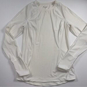 Athleta White Long Sleeve Mesh Panel Performance Top Size M Running Workout